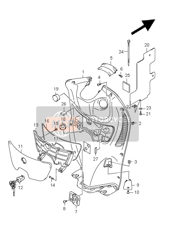 9211120H01Y0J, Box, Front (Gray), Suzuki, 0